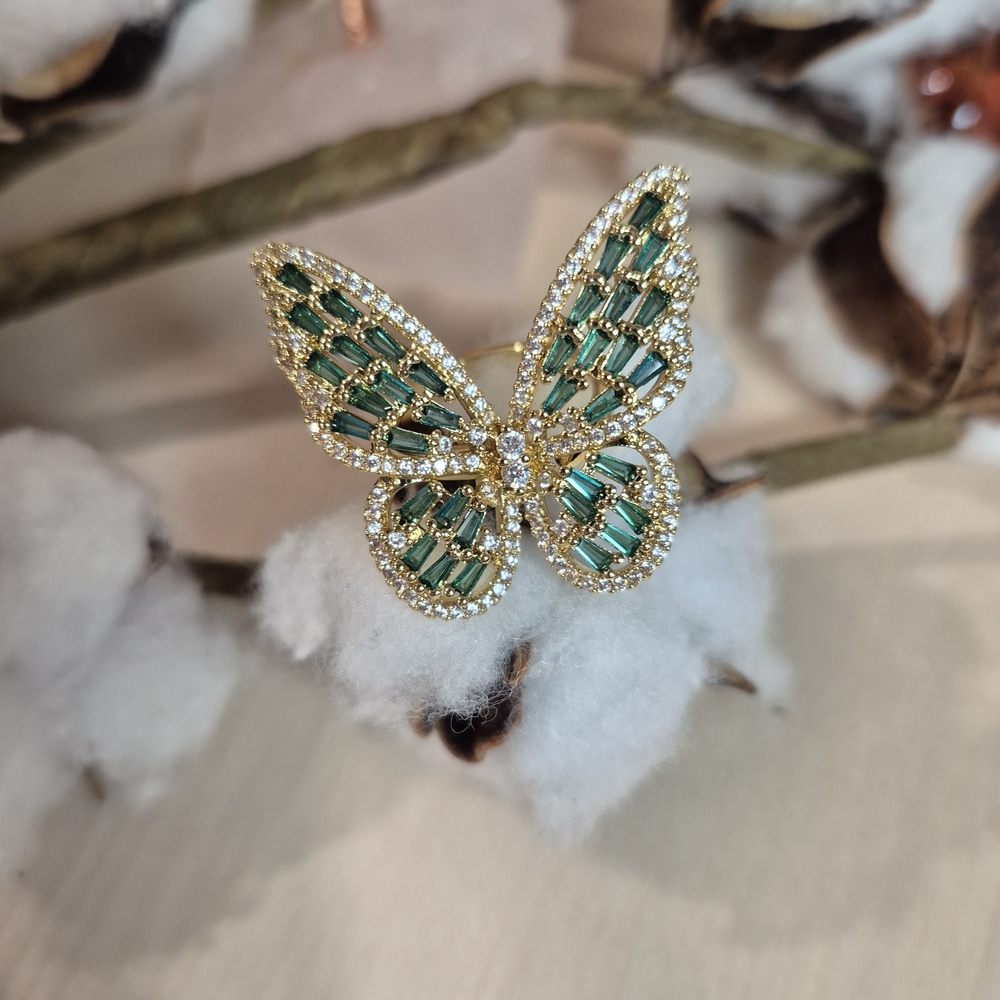 🦋🦋NEW🦋🦋 BEAUTIFUL!! Gold Plated Over Copper CZ Butterfly Adjustable Ring - Picture 12 of 12